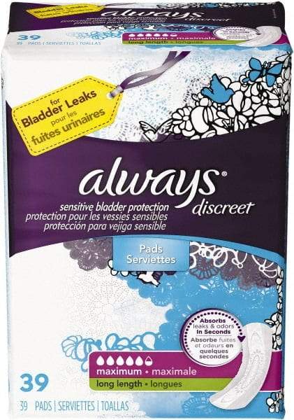 Always - Folded Sanitary Napkins - Long, Maximum Protection - Eagle Tool & Supply