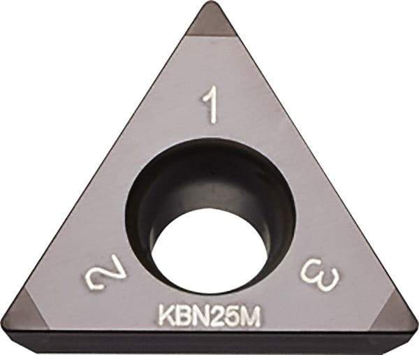 Kyocera - TPGW331 Grade KBN25M CBN Turning Insert - Megacoat Finish, 60° Triangle, 3/8" Inscr Circle, 3/16" Thick, 1/64" Corner Radius - Eagle Tool & Supply