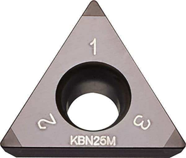 Kyocera - TPGW332 Grade KBN25M CBN Turning Insert - Megacoat Finish, 60° Triangle, 3/8" Inscr Circle, 3/16" Thick, 1/32" Corner Radius - Eagle Tool & Supply