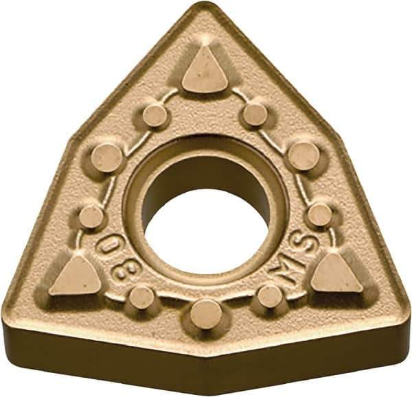 Kyocera - WNMG432 MS Grade CA6515 Carbide Turning Insert - TiCN/Al2O3/TiN Finish, 80° Trigon, 1/2" Inscr Circle, 3/16" Thick, 1/32" Corner Radius - Eagle Tool & Supply