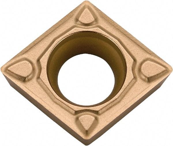 Kyocera - CCMT32.52 MQ Grade SW05 Carbide Turning Insert - Uncoated, 80° Diamond, 3/8" Inscr Circle, 5/32" Thick, 1/32" Corner Radius - Eagle Tool & Supply