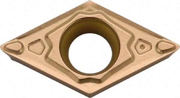 Kyocera - DCMT21.51 MQ Grade PR1125 Carbide Turning Insert - TiAlN Finish, 55° Diamond, 1/4" Inscr Circle, 3/32" Thick, 1/64" Corner Radius - Eagle Tool & Supply