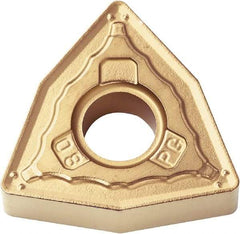 Kyocera - WNMG432 PG Grade PV720 Cermet Turning Insert - TiCN (Megacoat Nano) Finish, 80° Trigon, 1/2" Inscr Circle, 3/16" Thick, 1/32" Corner Radius - Eagle Tool & Supply