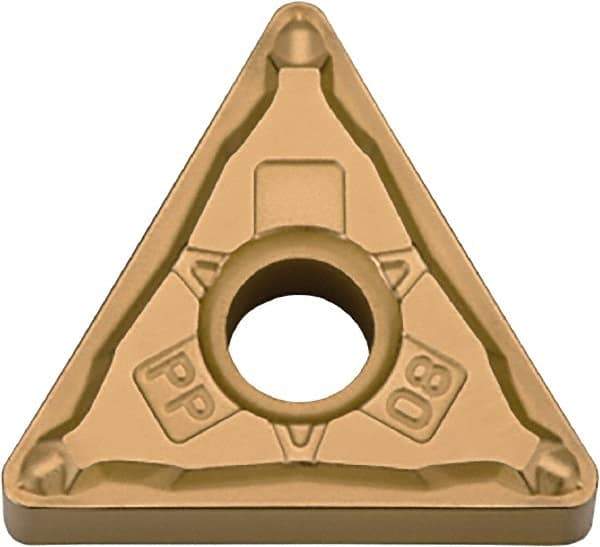 Kyocera - TNMG331 PP Grade CA525 Carbide Turning Insert - TiCN/Al2O3/TiN Finish, 60° Triangle, 3/8" Inscr Circle, 3/16" Thick, 1/64" Corner Radius - Eagle Tool & Supply