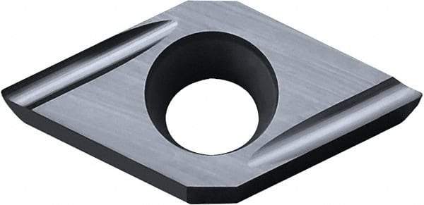 Kyocera - DCGT32.51 U Grade PV720 Cermet Turning Insert - TiCN (Megacoat Nano) Finish, 55° Diamond, 3/8" Inscr Circle, 5/32" Thick, 1/64" Corner Radius - Eagle Tool & Supply