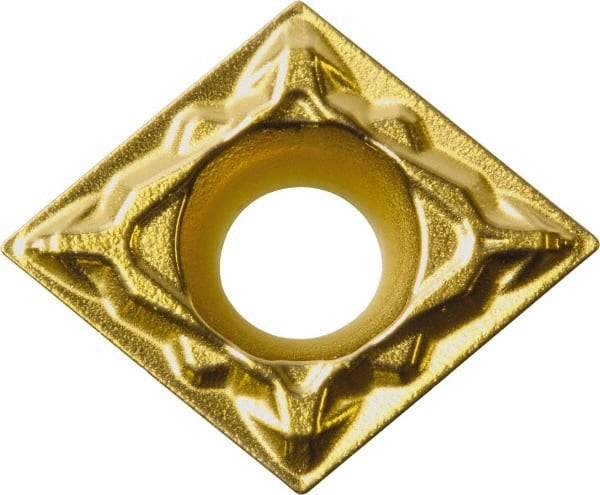 Kyocera - CPMT322 PP Grade PV720 Cermet Turning Insert - TiCN (Megacoat Nano) Finish, 80° Diamond, 3/8" Inscr Circle, 1/8" Thick, 1/32" Corner Radius - Eagle Tool & Supply