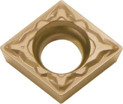 Kyocera - CCMT32.51 PP Grade PV720 Cermet Turning Insert - TiCN (Megacoat Nano) Finish, 80° Diamond, 3/8" Inscr Circle, 5/32" Thick, 1/64" Corner Radius - Eagle Tool & Supply