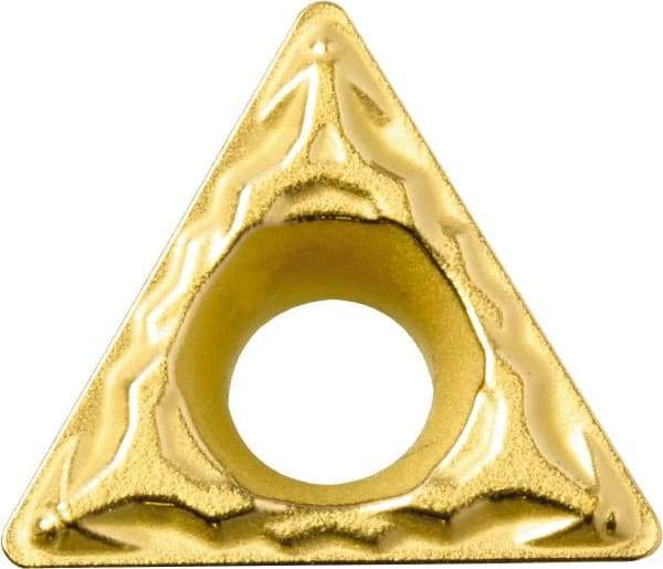 Kyocera - TPMT221 PP Grade PR1425 Carbide Turning Insert - TiAlN (Megacoat Nano) Finish, 60° Triangle, 1/4" Inscr Circle, 1/8" Thick, 1/64" Corner Radius - Eagle Tool & Supply