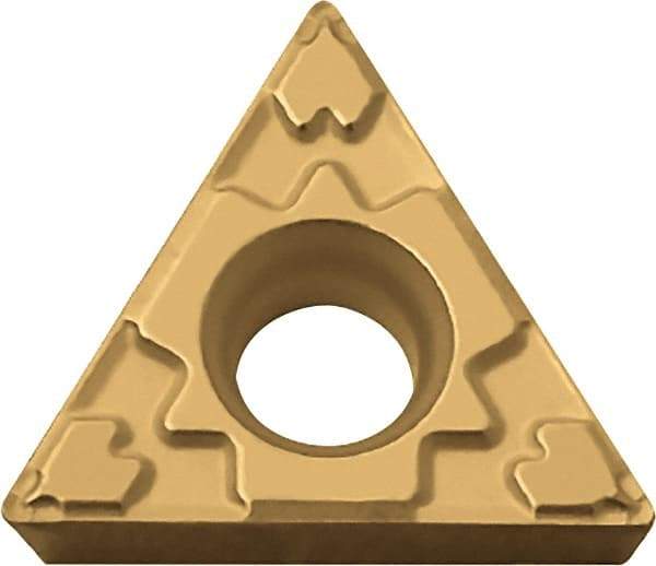 Kyocera - TPMT321 GP Grade PV720 Cermet Turning Insert - TiCN (Megacoat Nano) Finish, 60° Triangle, 3/8" Inscr Circle, 1/8" Thick, 1/64" Corner Radius - Eagle Tool & Supply