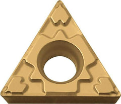 Kyocera - TPMT321 GP Grade PV720 Cermet Turning Insert - TiCN (Megacoat Nano) Finish, 60° Triangle, 3/8" Inscr Circle, 1/8" Thick, 1/64" Corner Radius - Eagle Tool & Supply