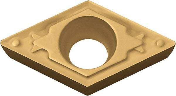 Kyocera - DCMT21.51 HQ Grade CA510 Carbide Turning Insert - TiCN/Al2O3/TiN Finish, 55° Diamond, 1/4" Inscr Circle, 3/32" Thick, 1/64" Corner Radius - Eagle Tool & Supply