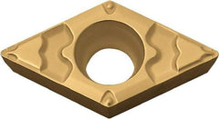 Kyocera - DCMT32.51 GP Grade PV720 Cermet Turning Insert - TiCN (Megacoat Nano) Finish, 55° Diamond, 3/8" Inscr Circle, 5/32" Thick, 1/64" Corner Radius - Eagle Tool & Supply