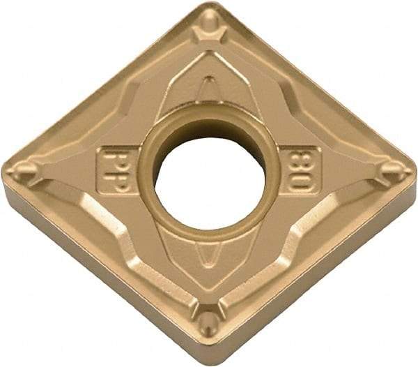 Kyocera - CNMG430.5 PP Grade PV720 Cermet Turning Insert - TiCN (Megacoat Nano) Finish, 80° Diamond, 1/2" Inscr Circle, 3/16" Thick, 0.008" Corner Radius - Eagle Tool & Supply