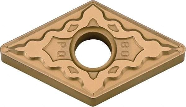 Kyocera - DNMG432 PQ Grade PV720 Cermet Turning Insert - TiCN (Megacoat Nano) Finish, 55° Diamond, 1/2" Inscr Circle, 3/16" Thick, 1/32" Corner Radius - Eagle Tool & Supply