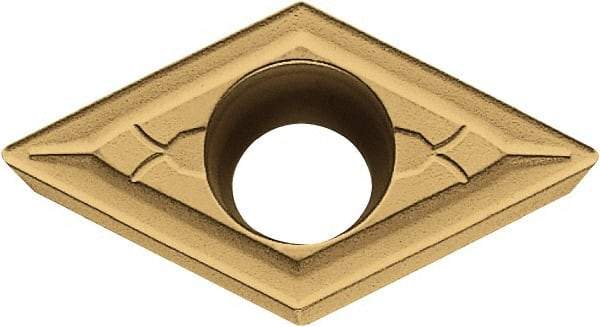 Kyocera - DCMT21.50.5 GK Grade PV720 Cermet Turning Insert - TiCN (Megacoat Nano) Finish, 55° Diamond, 1/4" Inscr Circle, 3/32" Thick, 0.008" Corner Radius - Eagle Tool & Supply