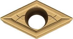 Kyocera - DCMT21.50.5 GK Grade PV720 Cermet Turning Insert - TiCN (Megacoat Nano) Finish, 55° Diamond, 1/4" Inscr Circle, 3/32" Thick, 0.008" Corner Radius - Eagle Tool & Supply