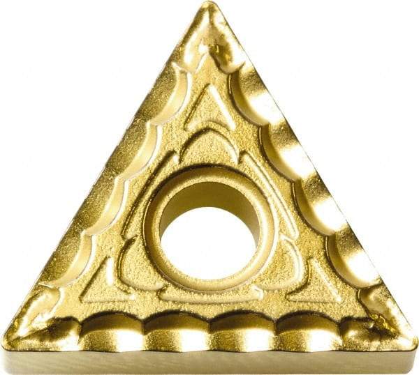 Kyocera - TNMG332 XQ Grade CA515 Carbide Turning Insert - TiCN/Al2O3/TiN Finish, 60° Triangle, 3/8" Inscr Circle, 3/16" Thick, 1/64" Corner Radius - Eagle Tool & Supply