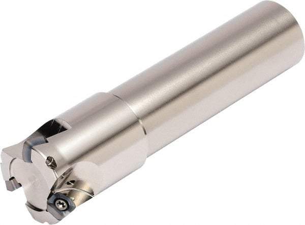 Kyocera - 40mm Cut Diam, 1.5mm Max Depth, 32mm Shank Diam, Weldon Shank Indexable High-Feed End Mill - Screw Holding Method, SOMT 100420ER-.. Insert, MFH Toolholder, Through Coolant - Eagle Tool & Supply