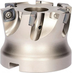 Kyocera - 5 Inserts, 63mm Cutter Diam, 1.5mm Max Depth of Cut, Indexable High-Feed Face Mill - 0.4331" Arbor Hole Diam, 10.4mm Keyway Width, 50mm High, MFH Toolholder, SOMT 10 Inserts - Eagle Tool & Supply