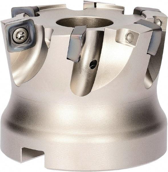 Kyocera - 4 Inserts, 50mm Cutter Diam, 1.5mm Max Depth of Cut, Indexable High-Feed Face Mill - 0.4331" Arbor Hole Diam, 10.4mm Keyway Width, 50mm High, MFH Toolholder, SOMT 10 Inserts - Eagle Tool & Supply