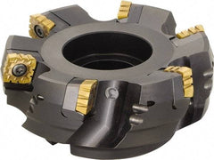 Kyocera - 100mm Cut Diam, 32mm Arbor Hole, 12mm Max Depth of Cut, 75° Indexable Chamfer & Angle Face Mill - 6 Inserts, SPMT1806 Insert, Right Hand Cut, 6 Flutes, Series MSRS15 - Eagle Tool & Supply