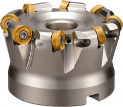 Kyocera - 100mm Cut Diam, 6mm Max Depth, 12.7mm Arbor Hole, 7 Inserts, ROMU 12... Insert Style, Indexable Copy Face Mill - MRW Cutter Style, 10,600 Max RPM, 50mm High, Through Coolant, Series RAD-8 - Eagle Tool & Supply