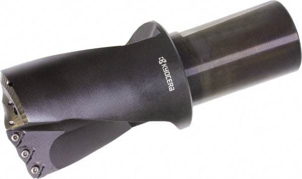 Kyocera - 3-1/2" Max Drill Depth, 3-3/8" Diam, Indexable Insert Drill - 6 Inserts, 2" Shank Diam, Whistle Notch Shank - Eagle Tool & Supply