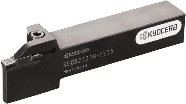 Kyocera - KGD, External, Left Hand, 17mm Max Depth of Cut, 2.4 to 3mm Groove Width, Indexable Grooving Tool Holder - Multiple Insert Compatibility, 20mm Shank Height, 12mm Shank Width, 125mm OAL - Eagle Tool & Supply