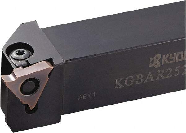 Kyocera - KGBA, External, Right Hand, 0.217" Max Depth of Cut, 0.013 to 0.189" Groove Width, Indexable Grooving Tool Holder - GBA43R/L.. Insert Compatibility, 3/4" Shank Height, 3/4" Shank Width, 5" OAL - Eagle Tool & Supply