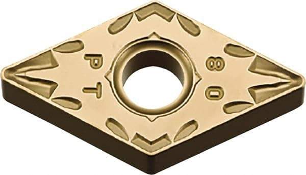 Kyocera - DNMG443 PT Grade CA510 Carbide Turning Insert - TiCN/Al2O3/TiN Finish, 55° Diamond, 1/2" Inscr Circle, 1/4" Thick, 3/64" Corner Radius - Eagle Tool & Supply