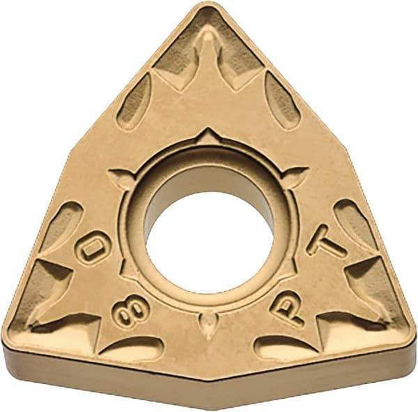 Kyocera - WNMG433 PT Grade CA525 Carbide Turning Insert - TiCN/Al2O3/TiN Finish, 80° Trigon, 1/2" Inscr Circle, 3/16" Thick, 3/64" Corner Radius - Eagle Tool & Supply