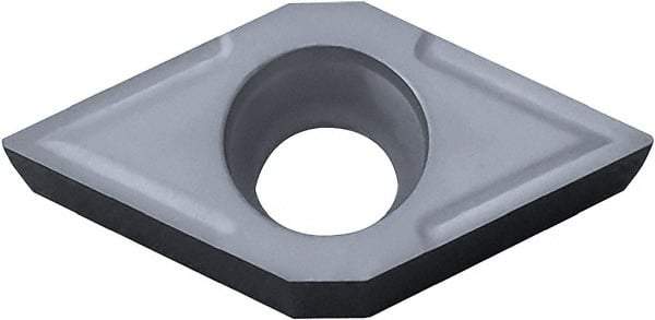 Kyocera - DCMT32.52 Grade PV7005 Cermet Turning Insert - TiC/TiN (Megacoat) Finish, 55° Diamond, 3/8" Inscr Circle, 5/32" Thick, 1/32" Corner Radius - Eagle Tool & Supply