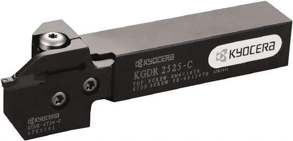 Kyocera - KGD, External, Left Hand, 19.9898mm Max Depth of Cut, 3 to 4mm Groove Width, Indexable Grooving Tool Holder - Multiple Insert Compatibility, 1" Shank Height, 1" Shank Width, 5.9" OAL - Eagle Tool & Supply