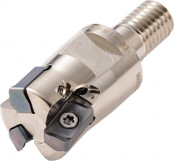 Kyocera - 19.05mm Cut Diam, 0.9906mm Max Depth, M10 Modular Connection Indexable High-Feed End Mill - Screw Holding Method, LOGU 030310ER-GM Insert, MFH Toolholder, Through Coolant - Eagle Tool & Supply