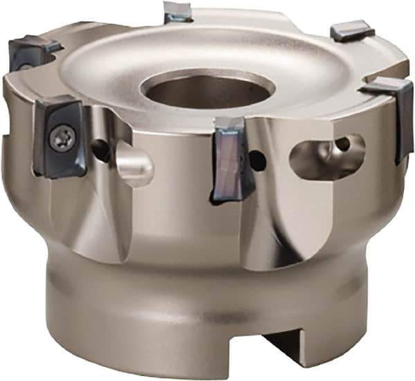 Kyocera - 8 Inserts, 4" Cut Diam, 0.59" Max Depth of Cut, Indexable Square-Shoulder Face Mill - 0° Lead Angle, 1.969" High, LOMU 1505..ER-GH, LOMU 1505..ER-GM & LOMU 1505..ER-SM Insert Compatibility, Through Coolant, Series M-Four - Eagle Tool & Supply