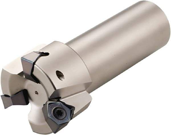 Kyocera - 3 Inserts, 2" Cut Diam, 0.315" Max Depth of Cut, Indexable Square-Shoulder Face Mill - 0° Lead Angle, WNEU 080608EN-GL, WNMU 080608EN-GH, WNMU 080608EN-GM & WNMU 080608EN-SM Insert Compatibility, Through Coolant - Eagle Tool & Supply