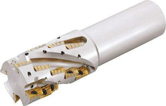 Kyocera - 50mm Cut Diam, 74mm Max Depth of Cut, 42mm Shank Diam, 185mm OAL, Indexable Square Shoulder Helical End Mill - BDMT 170408ER-N3, BDMT 170408ER-N4 Inserts, Cylindrical Shank, 90° Lead Angle, Through Coolant - Eagle Tool & Supply