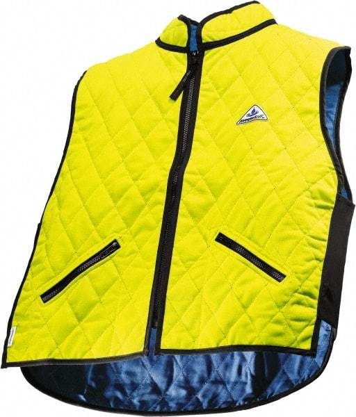 Techniche - Size XL, High Visibility Lime Cooling Vest - Zipper Front, Nylon, HyperKewl - Eagle Tool & Supply