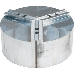 Abbott Workholding Products - 8" Max Chuck Capacity, 1.5mm x 60° Serrated Interface, Round Soft Lathe Chuck Jaw - 3 Jaw, Aluminum, 0.9843" Btw Mount Hole Ctrs, 10" Wide, 4" High, 12mm Fastener - Eagle Tool & Supply