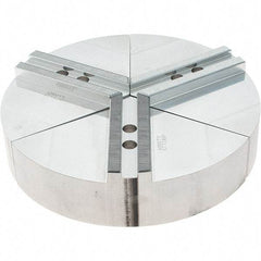 Abbott Workholding Products - 8" Max Chuck Capacity, 1.5mm x 60° Serrated Interface, Round Soft Lathe Chuck Jaw - 3 Jaw, Aluminum, 0.9843" Btw Mount Hole Ctrs, 10" Wide, 2" High, 12mm Fastener - Eagle Tool & Supply