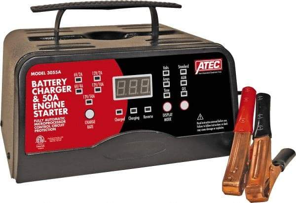 ATEC - 6/12 Volt Automatic Charger - 10 Amps/2 Amps, 50 Starter Amps - Eagle Tool & Supply