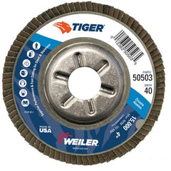 4″ Tiger Disc Abrasive Flap Disc, Angled, Alum. Backing, 40Z, 5/8″ Arbor Hole - Eagle Tool & Supply