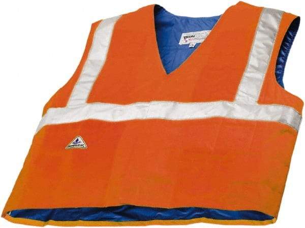 Techniche - Size 2X/3XL, High Visibility Orange Cooling Vest - Hook & Loop Front, Polyester, HyperKewl - Eagle Tool & Supply