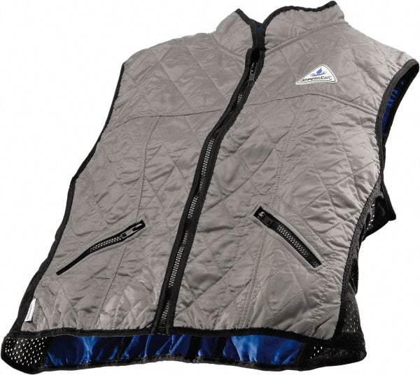 Techniche - Size 2XL, Silver Cooling Vest - Zipper Front, Nylon, HyperKewl - Eagle Tool & Supply