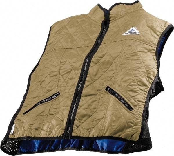Techniche - Size 2XL, Khaki Cooling Vest - Zipper Front, Nylon, HyperKewl - Eagle Tool & Supply