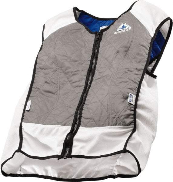 Techniche - Size L, Silver Cooling Vest - Zipper Front, Nylon, HyperKewl, Poly-Cotton - Eagle Tool & Supply