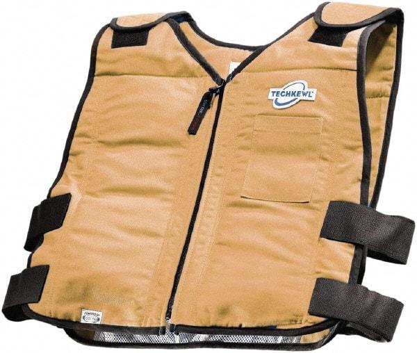 Techniche - Size 2XL, Khaki Cooling Vest - Zipper Front, Cotton - Eagle Tool & Supply