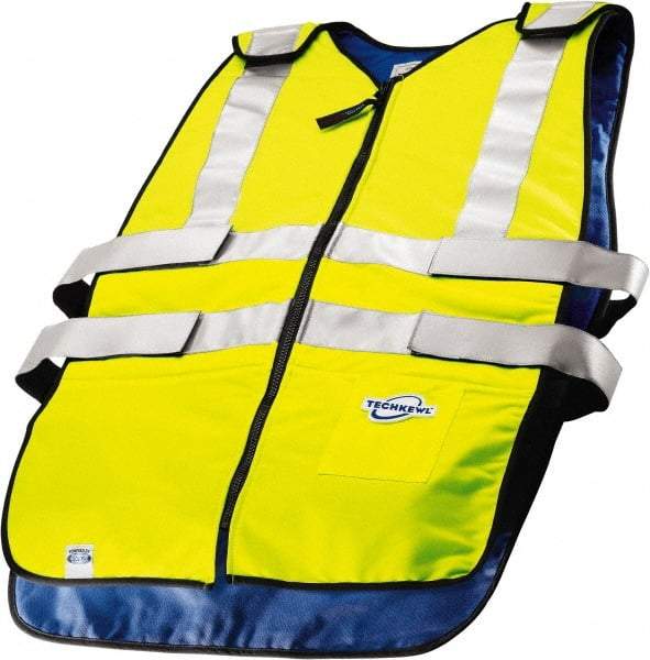 Techniche - Size 2XL, High Visibility Lime Cooling Vest - Zipper Front, Polyester - Eagle Tool & Supply
