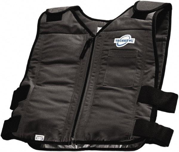 Techniche - Size M/L, Navy Blue Cooling Vest - Zipper Front, Cotton - Eagle Tool & Supply