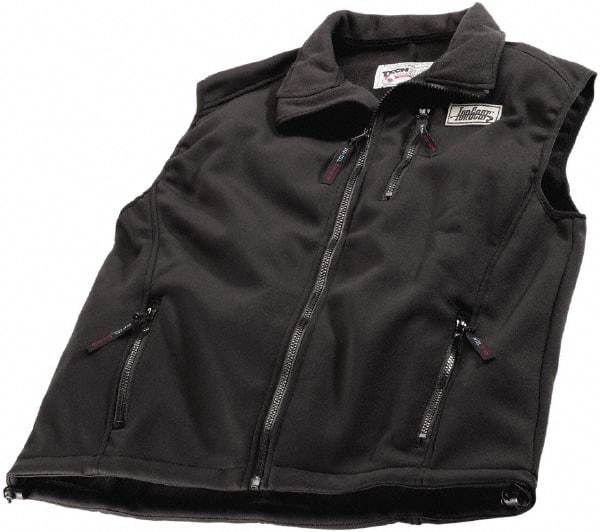 Techniche - Size XS Heated, Wind Resistant & Water Resistant Vest - Black, Softshell Barrier Fleece, Zipper Closure - Eagle Tool & Supply